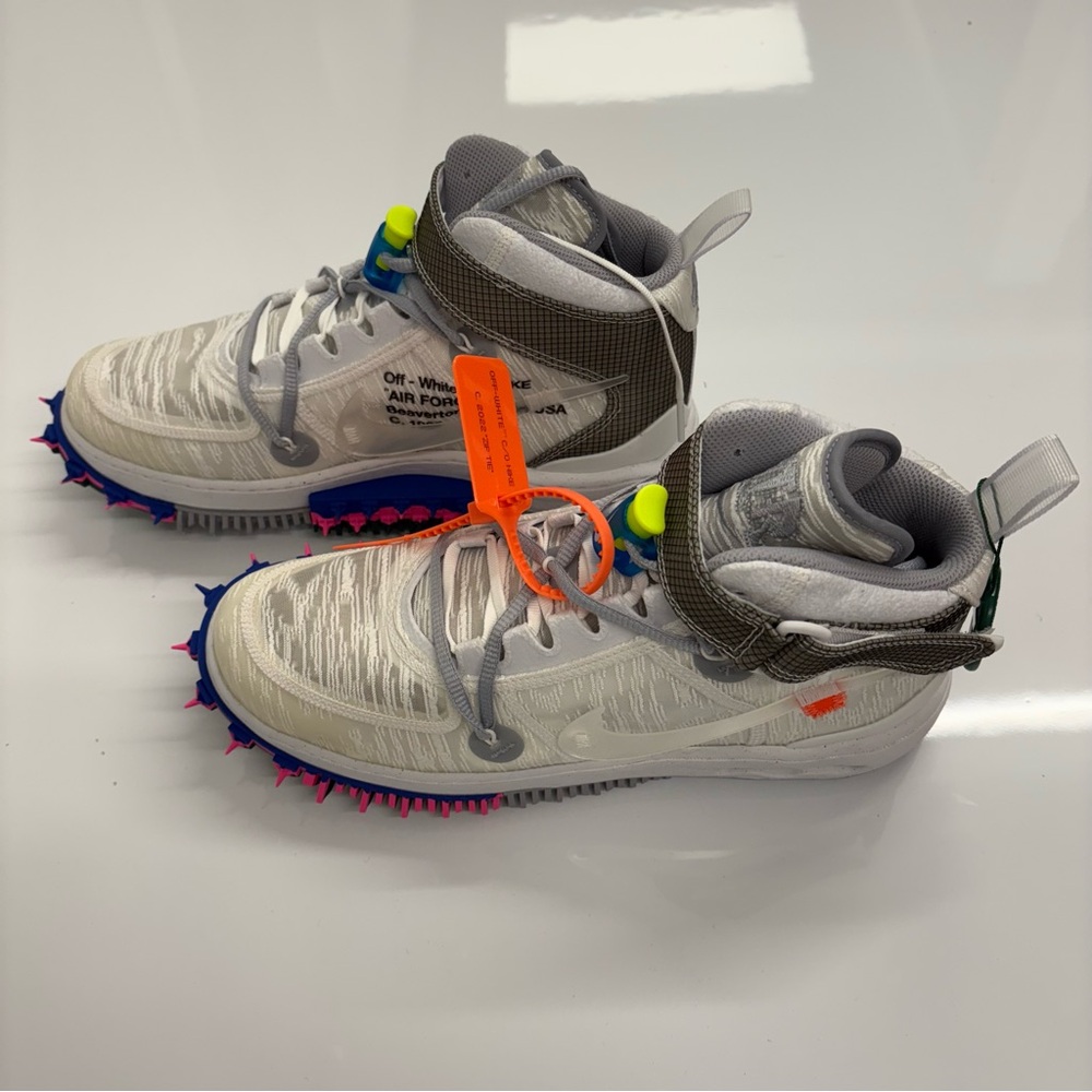 Off-White x Nike Air Force 1 Mid White Spiked Sole Men’s Size 10 Rare Collab